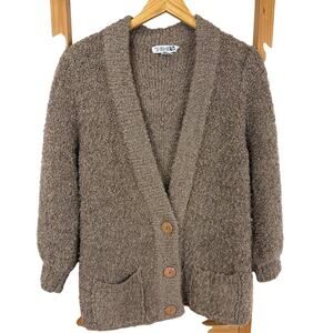 Vintage 90's  Adele Joyce Brown Nappy Knit Button Pocket Cardigan Sweater M